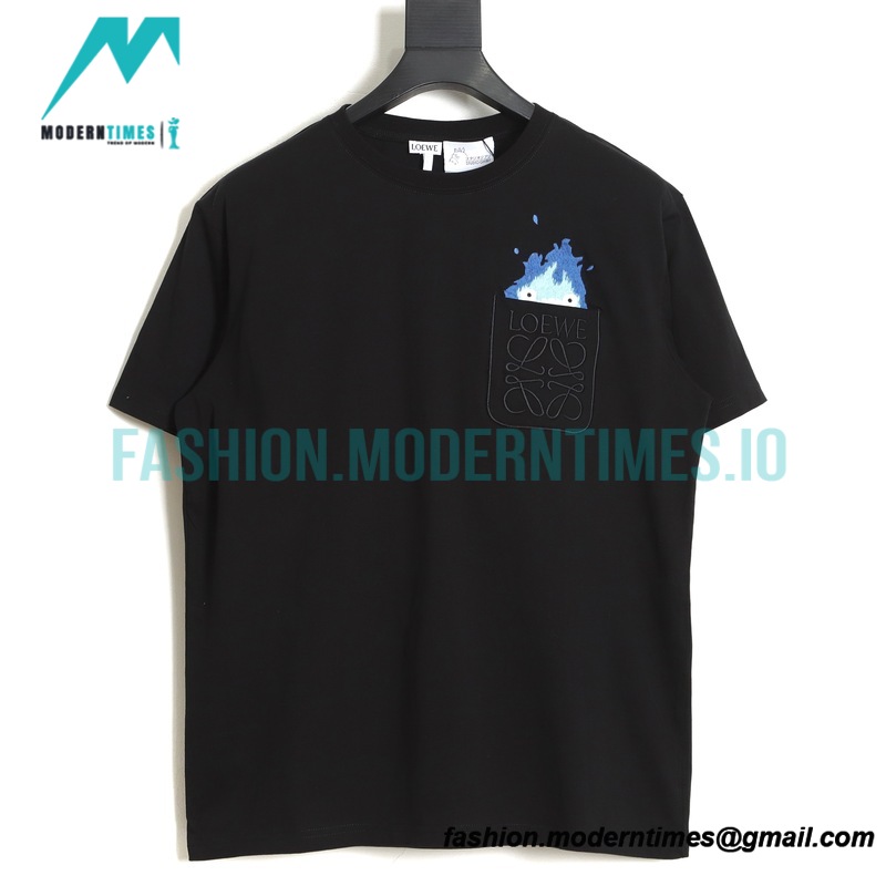 Loewe - 23SS Flame Four-leaf Clover Pocket Short-sleeved T-shirt